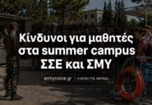 Στρατός Ξηράς: Κίνδυνοι για μαθητές στα summer camp ΣΣΕ και ΣΜΥ Μαθητές σε summer camp στρατιωτικών σχολών με αναφορά στους κινδύνους από ελλιπείς ελέγχους σε τρόφιμα, νερά και χώρους φιλοξενίας στο Στρατό Ξηράς